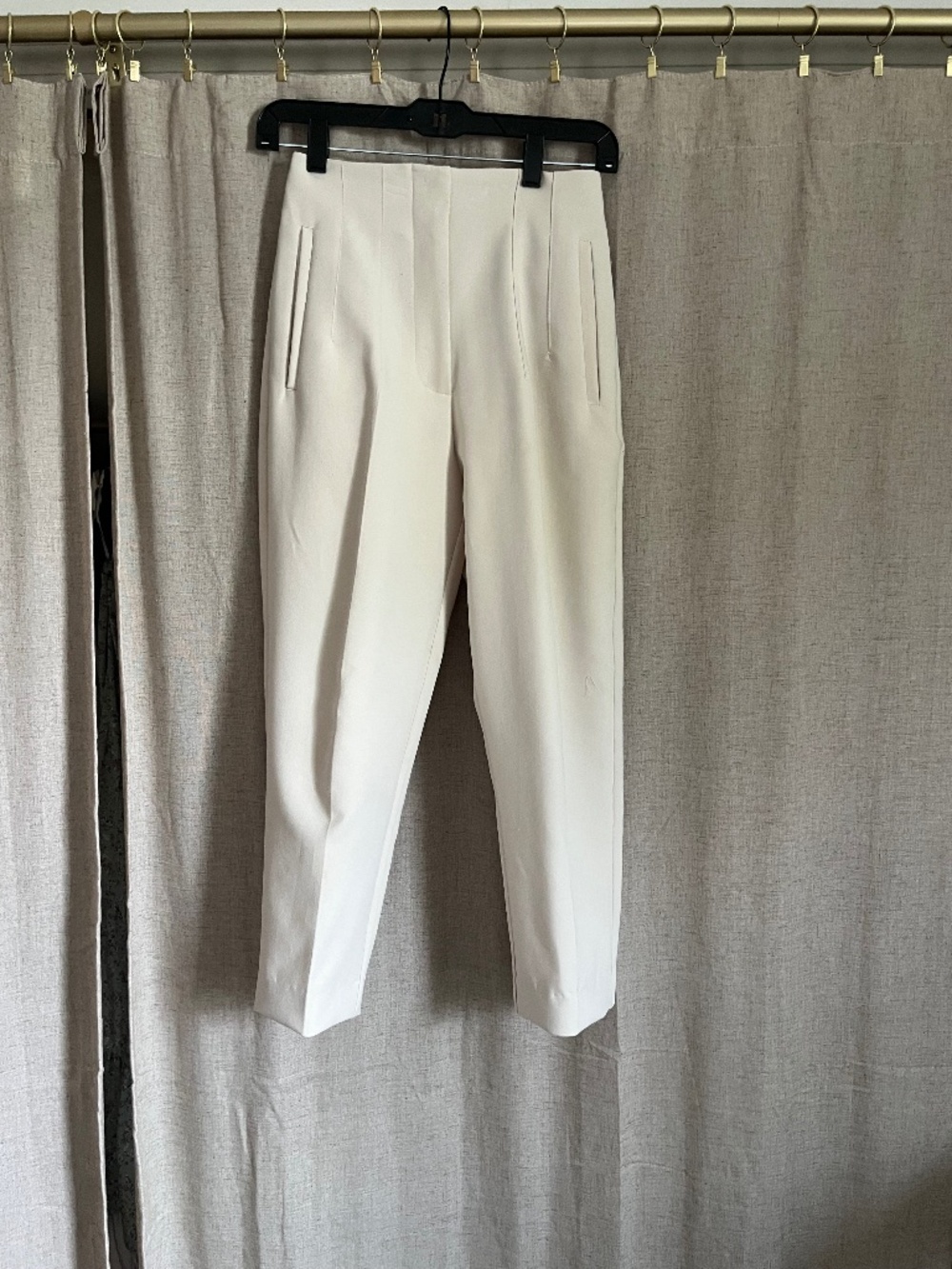 Zara Womens Pants brow High Waisted Straight Leg Trousers Size Small